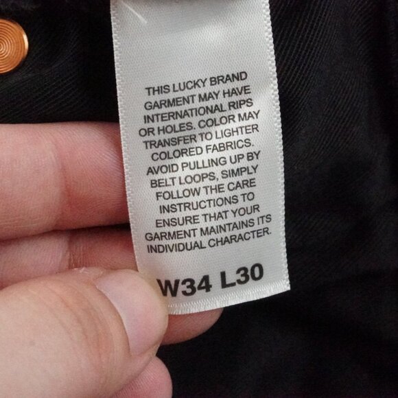 Lucky Brand 223 Straight Leg Jean mens 34x30 Black Denim - Picture 5 of 12